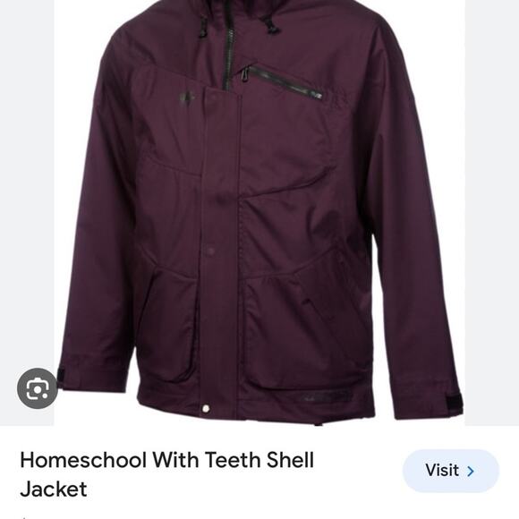 Homeschool With Teeth Purple Ski Snowboarding Shell Jacket Size Large - Picture 2 of 16